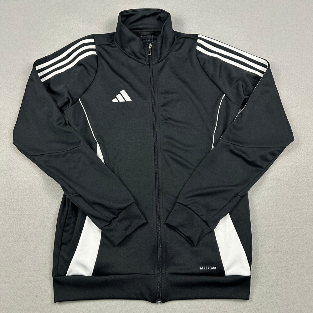 Adidas Track Jacket Men Medium Black AEROREADY Full Zip Logo Training Gym M